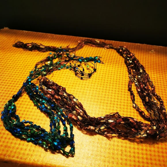 Multi Strand Braided Fabric Necklace Pair - Picture 10 of 17